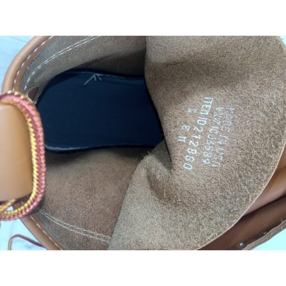 L.L.Bean Boots Duck DM Leather Waterproof Rain Brown Blue USA Made W 8 M 7 NEW! - Picture 6 of 8